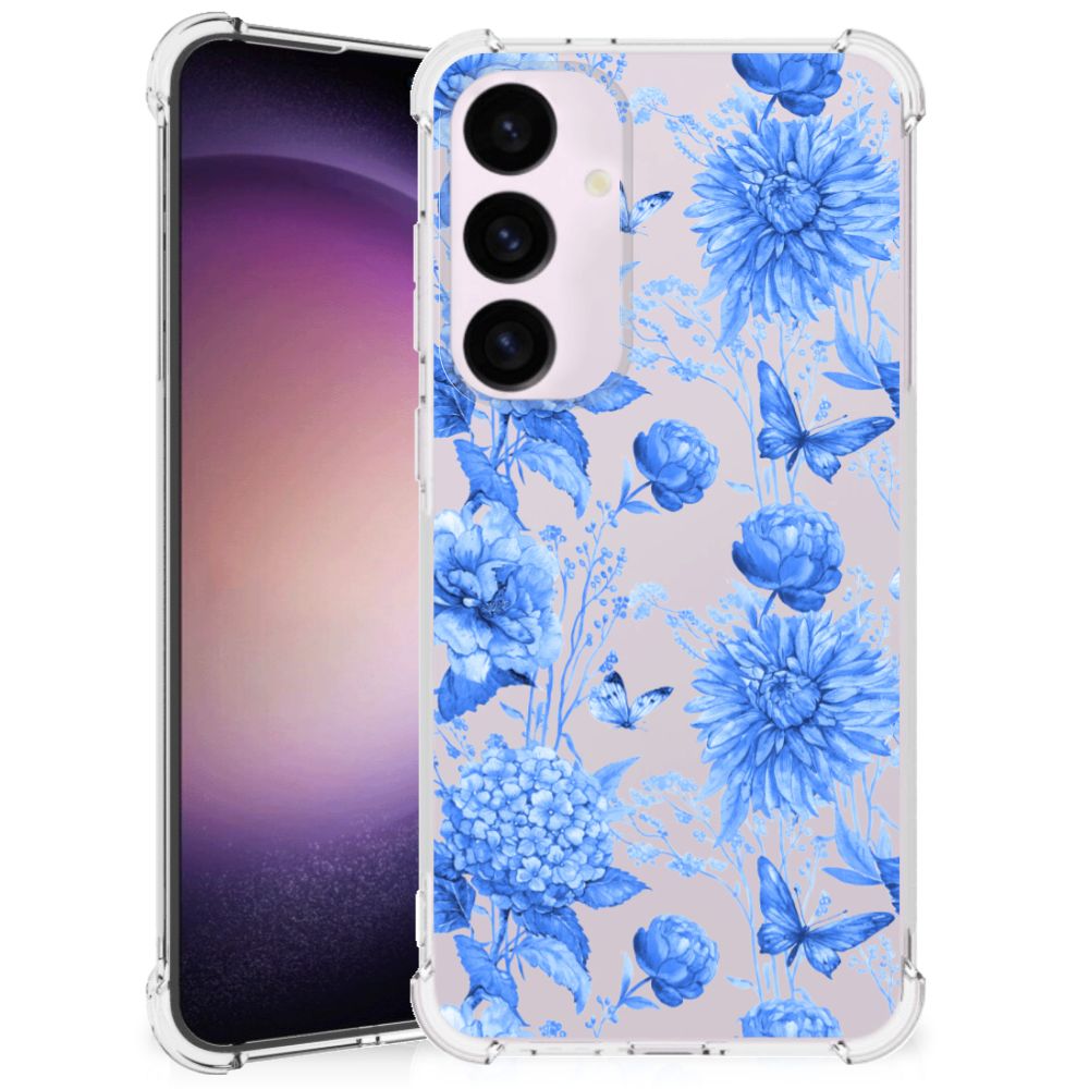 Case voor Samsung Galaxy S24 Plus Flowers Blue