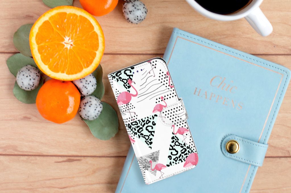 Samsung Galaxy S10e Telefoonhoesje met Pasjes Flamingo Triangle