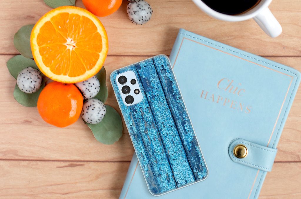 Samsung Galaxy A13 4G Bumper Hoesje Wood Blue B2C Telecom