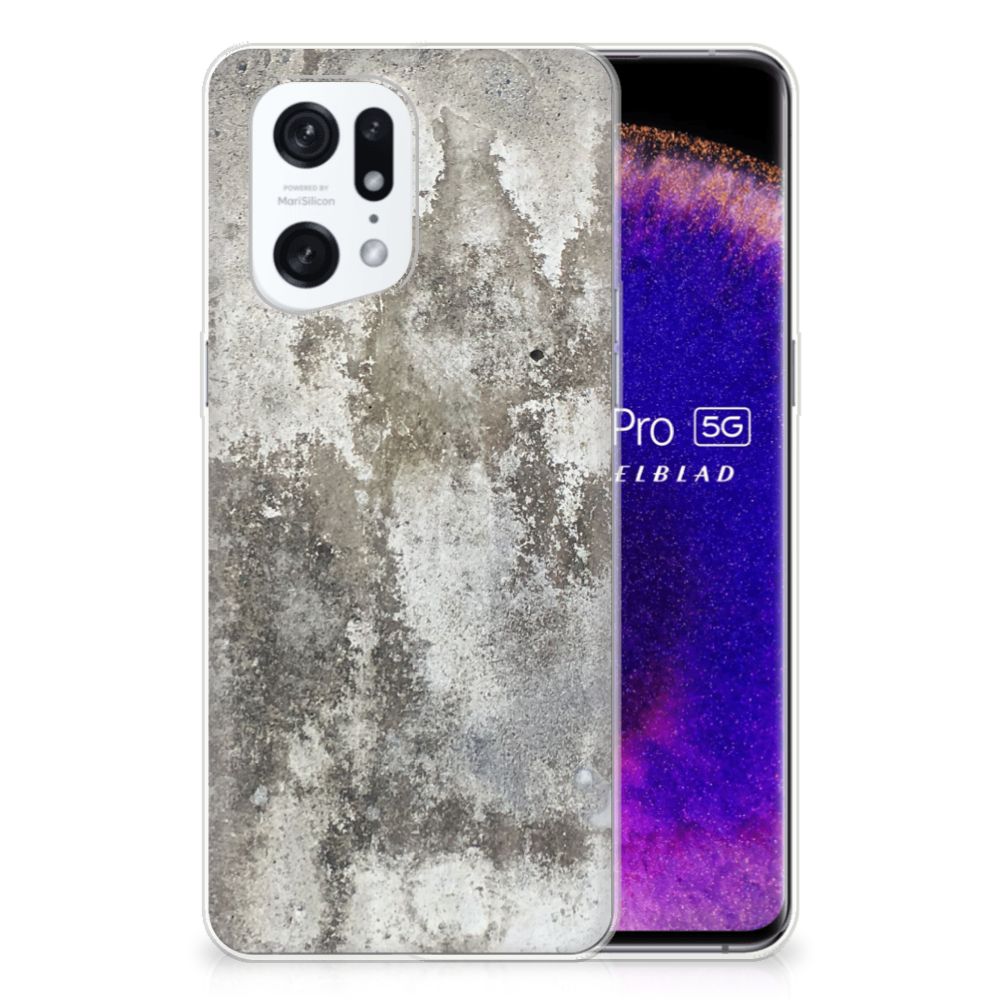 OPPO Find X5 Pro TPU Siliconen Hoesje Beton Print