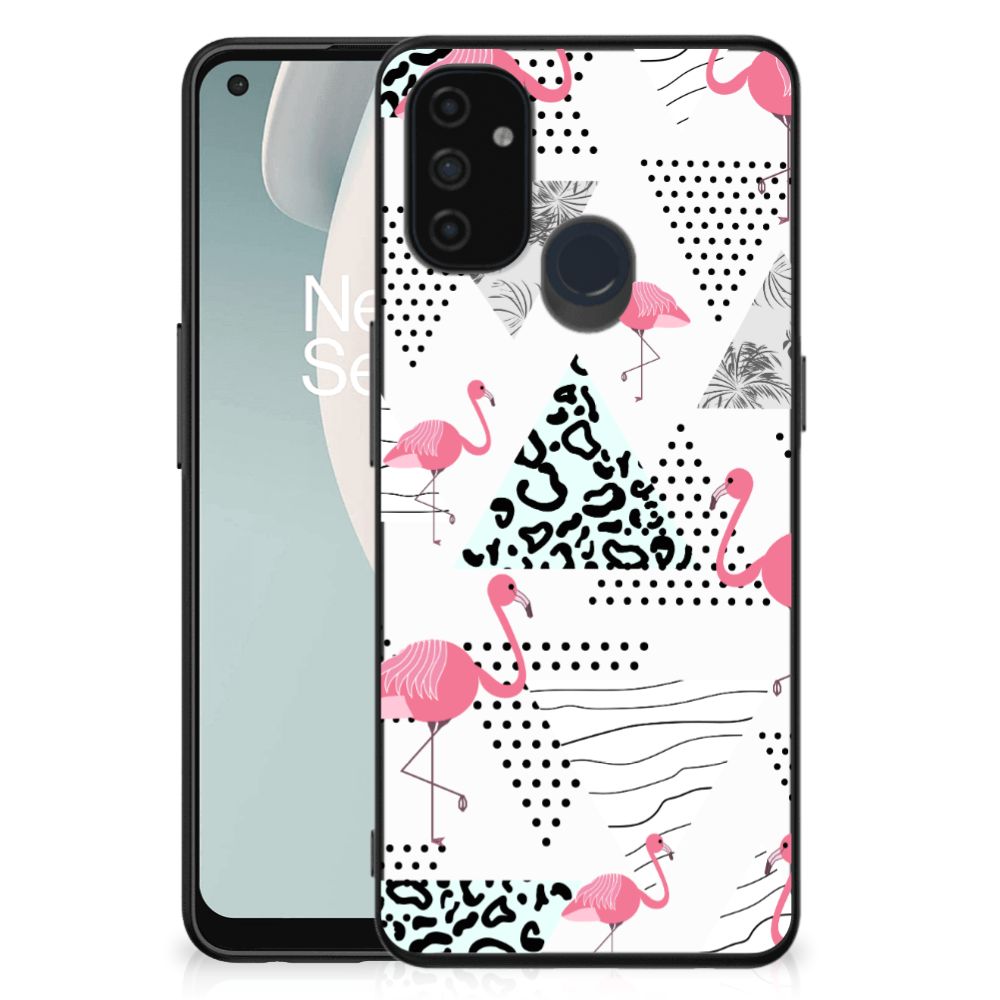 OnePlus Nord N100 Dierenprint Telefoonhoesje Flamingo Triangle