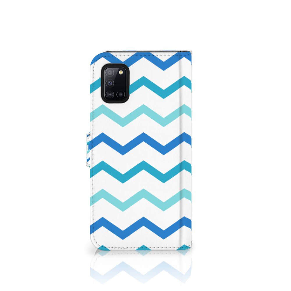Samsung Galaxy A31 Telefoon Hoesje Zigzag Blauw