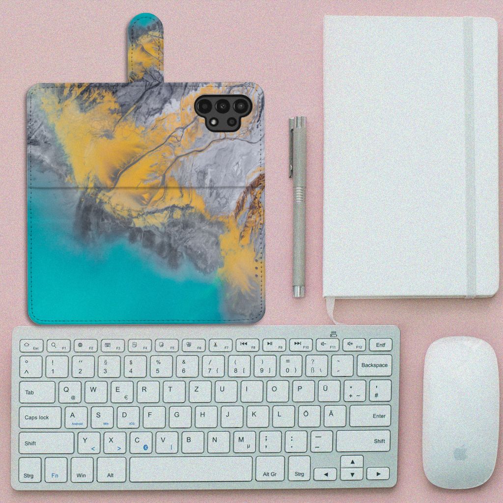 Samsung Galaxy A13 (4G) Bookcase Marble Blue Gold