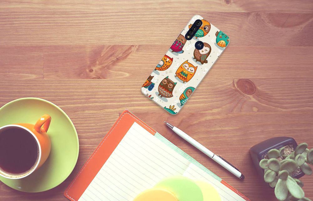Motorola Moto G8 Power Lite TPU Hoesje Vrolijke Uilen