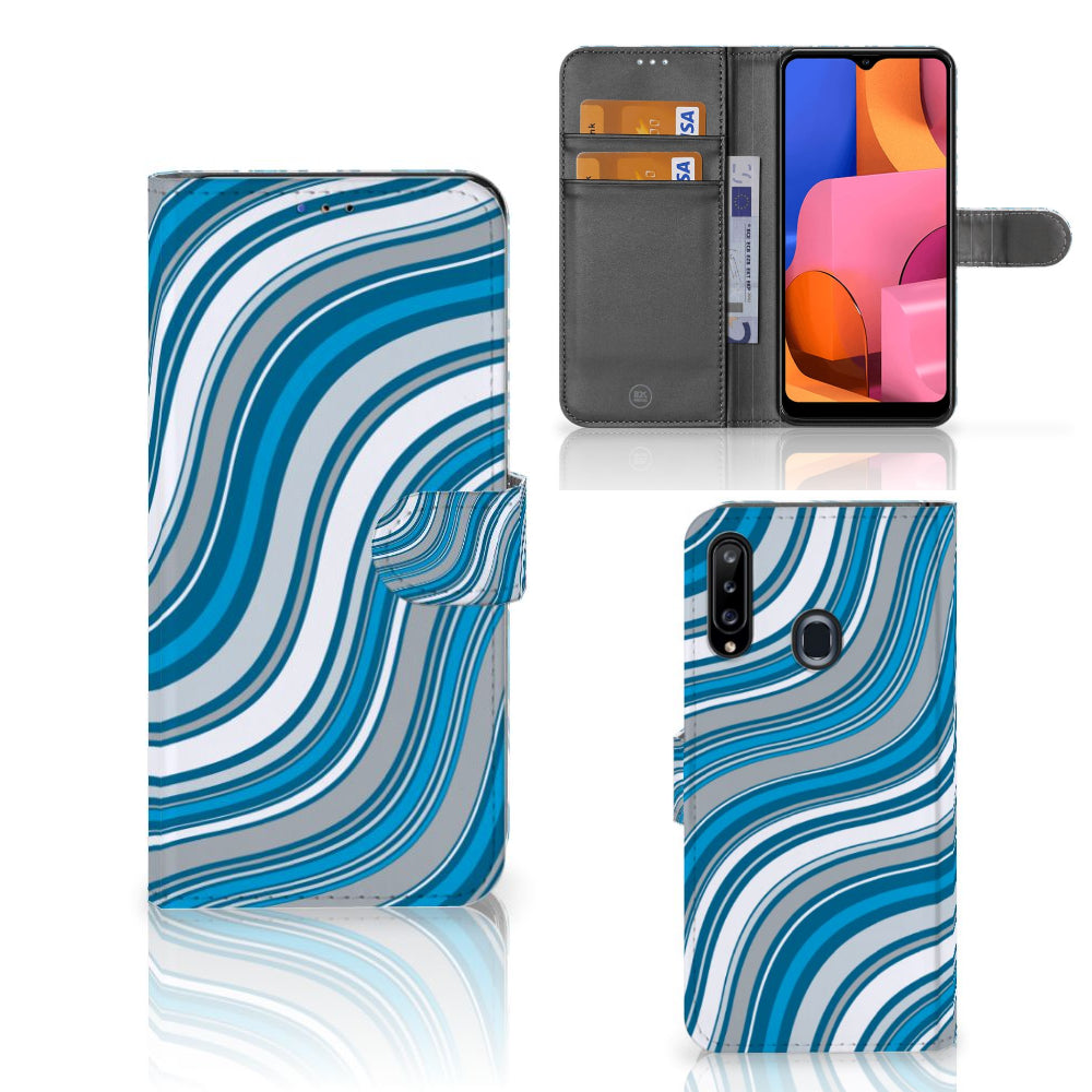 Samsung Galaxy A20s Telefoon Hoesje Waves Blue