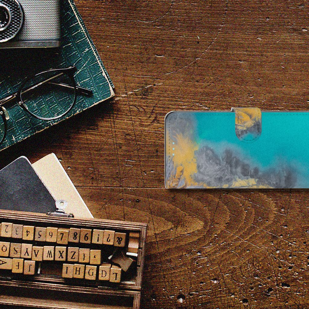 Sony Xperia 10 III Bookcase Marble Blue Gold