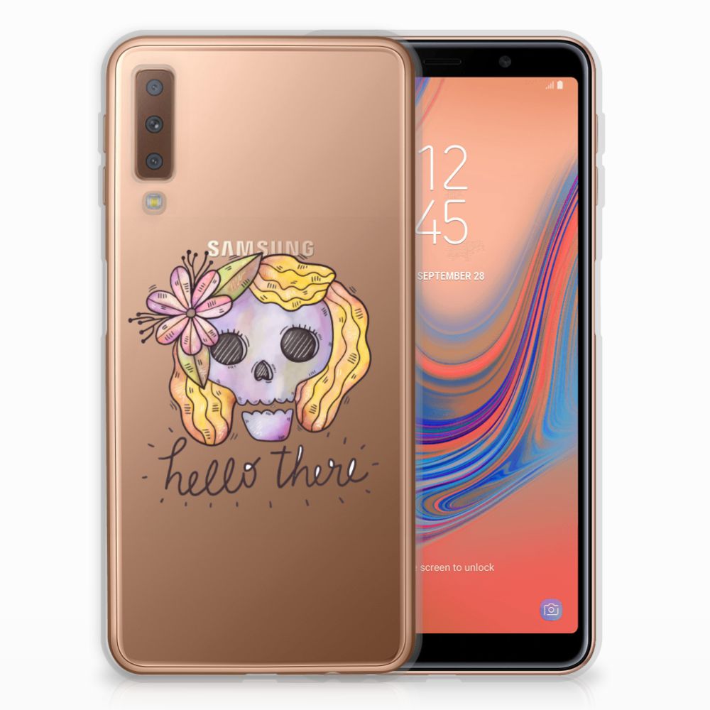 Silicone Back Case Samsung Galaxy A7 (2018) Boho Skull