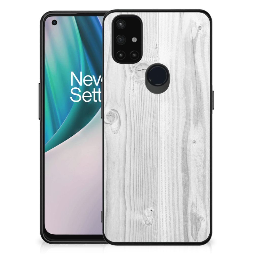 OnePlus Nord N10 5G Houten Print Telefoonhoesje White Wood