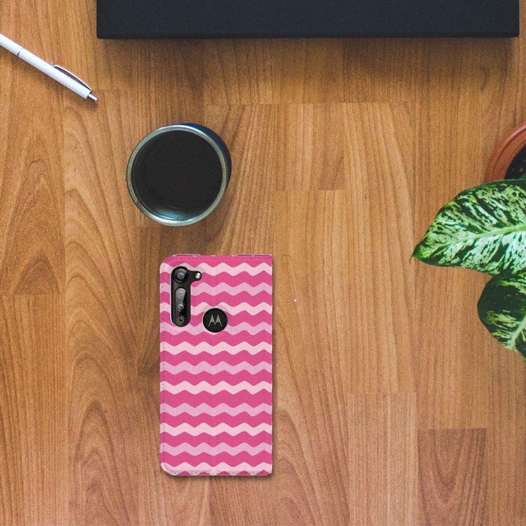 Motorola Moto G8 Power Hoesje met Magneet Waves Pink - B2C Telecom
