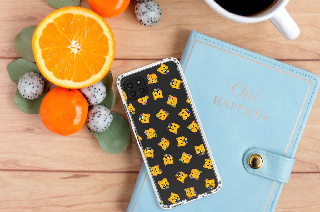 Doorzichtige Silicone Hoesje voor Samsung Galaxy A22 5G Katten Emojis B2C Telecom