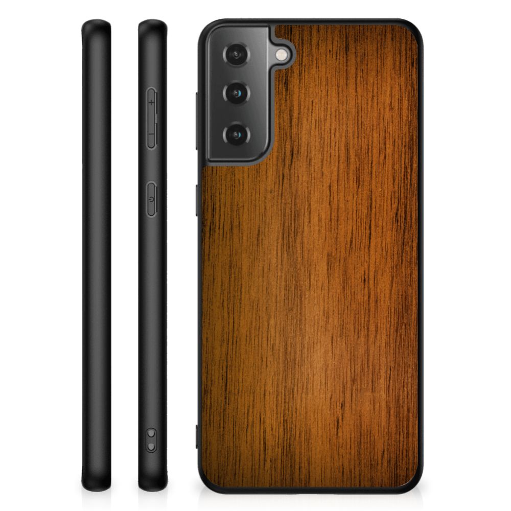 Samsung Galaxy S21 Houten Print Telefoonhoesje Donker Hout