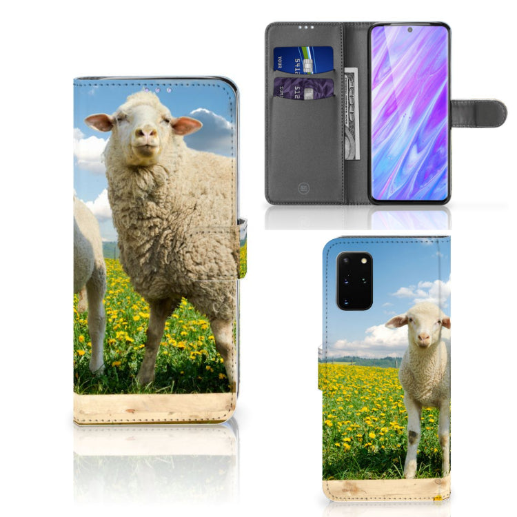 Samsung Galaxy S20 Plus Telefoonhoesje met Pasjes Schaap en Lammetje