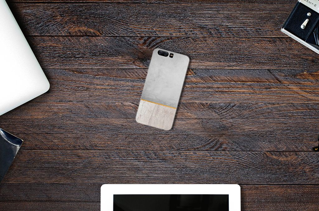 Huawei P10 Bumper Hoesje Wood Concrete