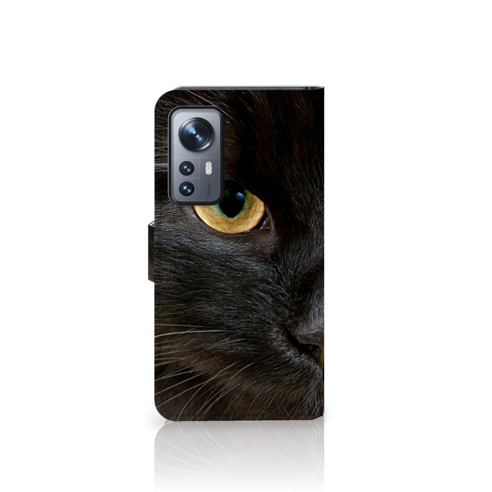 Xiaomi 12 | 12X Telefoonhoesje met Pasjes Zwarte Kat