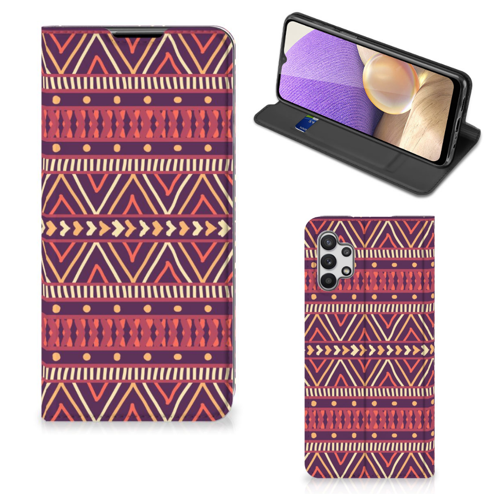 Samsung Galaxy A32 5G Hoesje met Magneet Aztec Paars - B2C Telecom