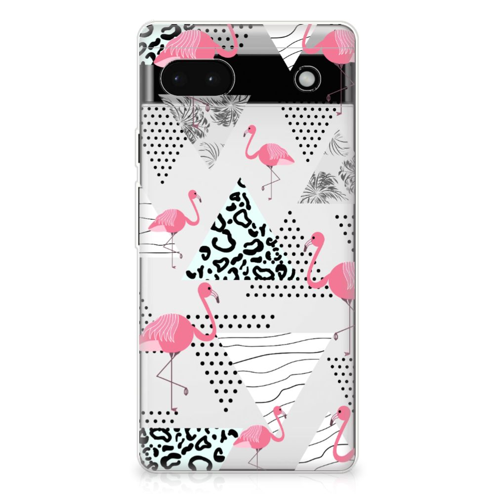 Google Pixel 6A TPU Hoesje Flamingo Triangle