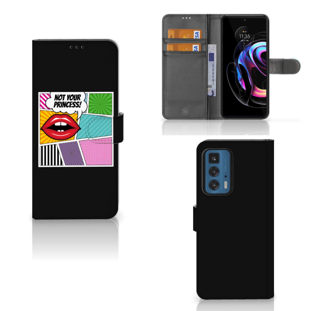 Motorola Edge 20 Pro Wallet Case met Pasjes Popart Princess