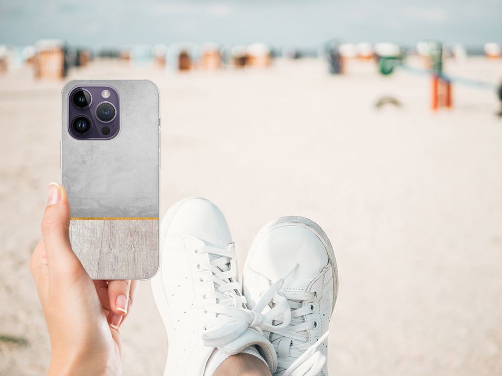 Apple iPhone 14 Pro Bumper Hoesje Wood Concrete B2C Telecom