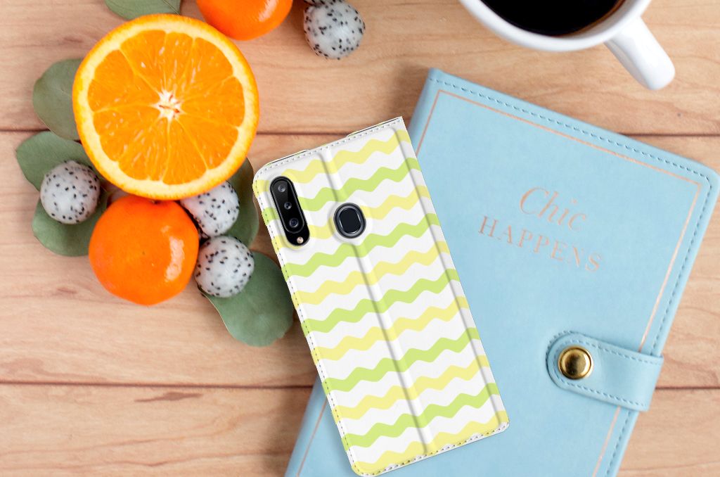 Samsung Galaxy A20s Hoesje met Magneet Waves Yellow - B2C Telecom