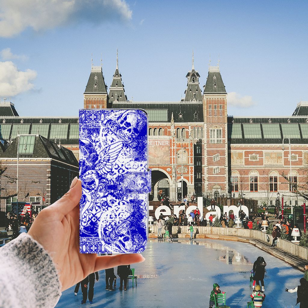 Telefoonhoesje met Naam Samsung Galaxy S20 Ultra Angel Skull Blauw