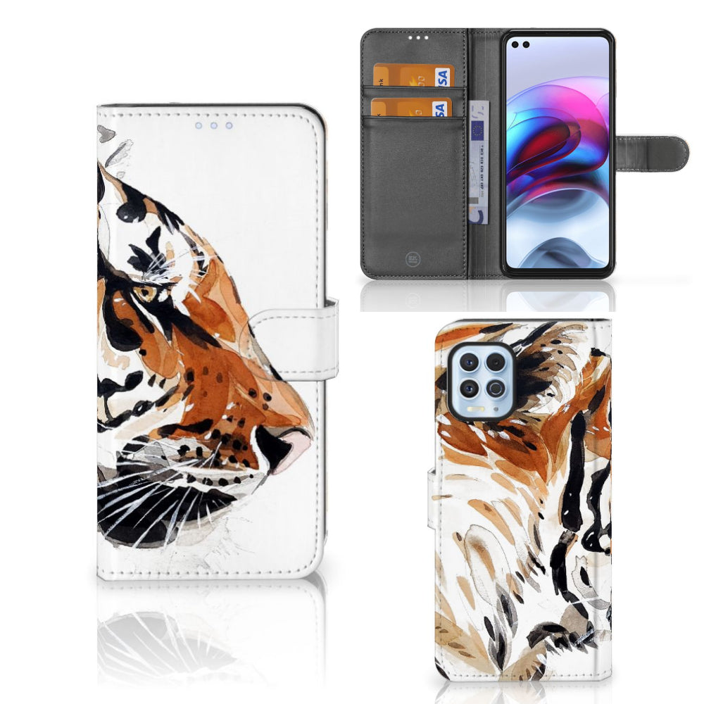 Hoesje Motorola Moto G100 Watercolor Tiger