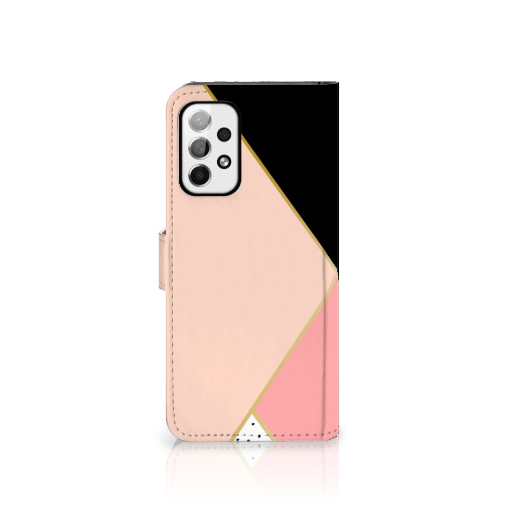 Samsung Galaxy A73 5G Book Case Zwart Roze Vormen