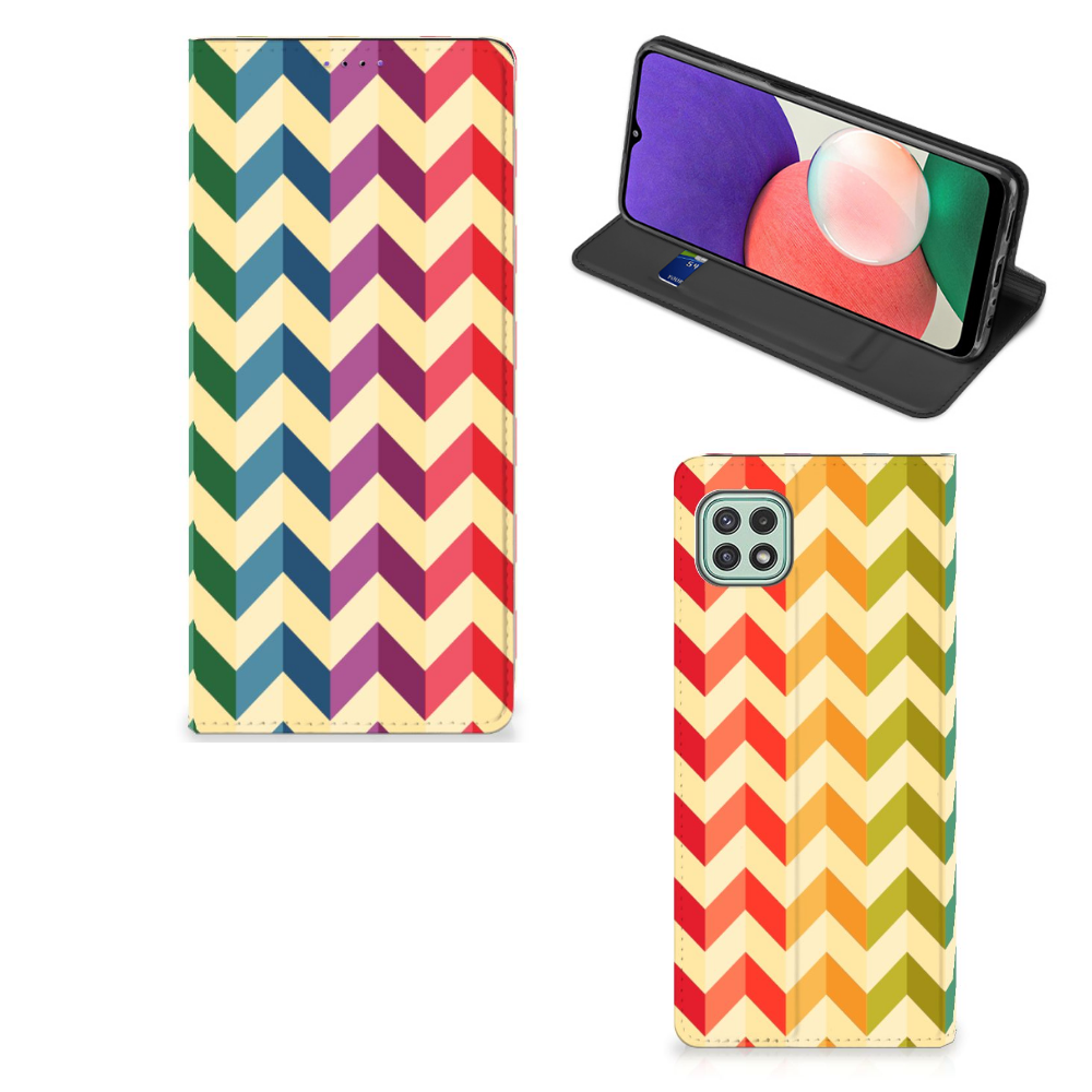 Samsung Galaxy A22 5G Hoesje met Magneet Zigzag Multi Color - B2C Telecom