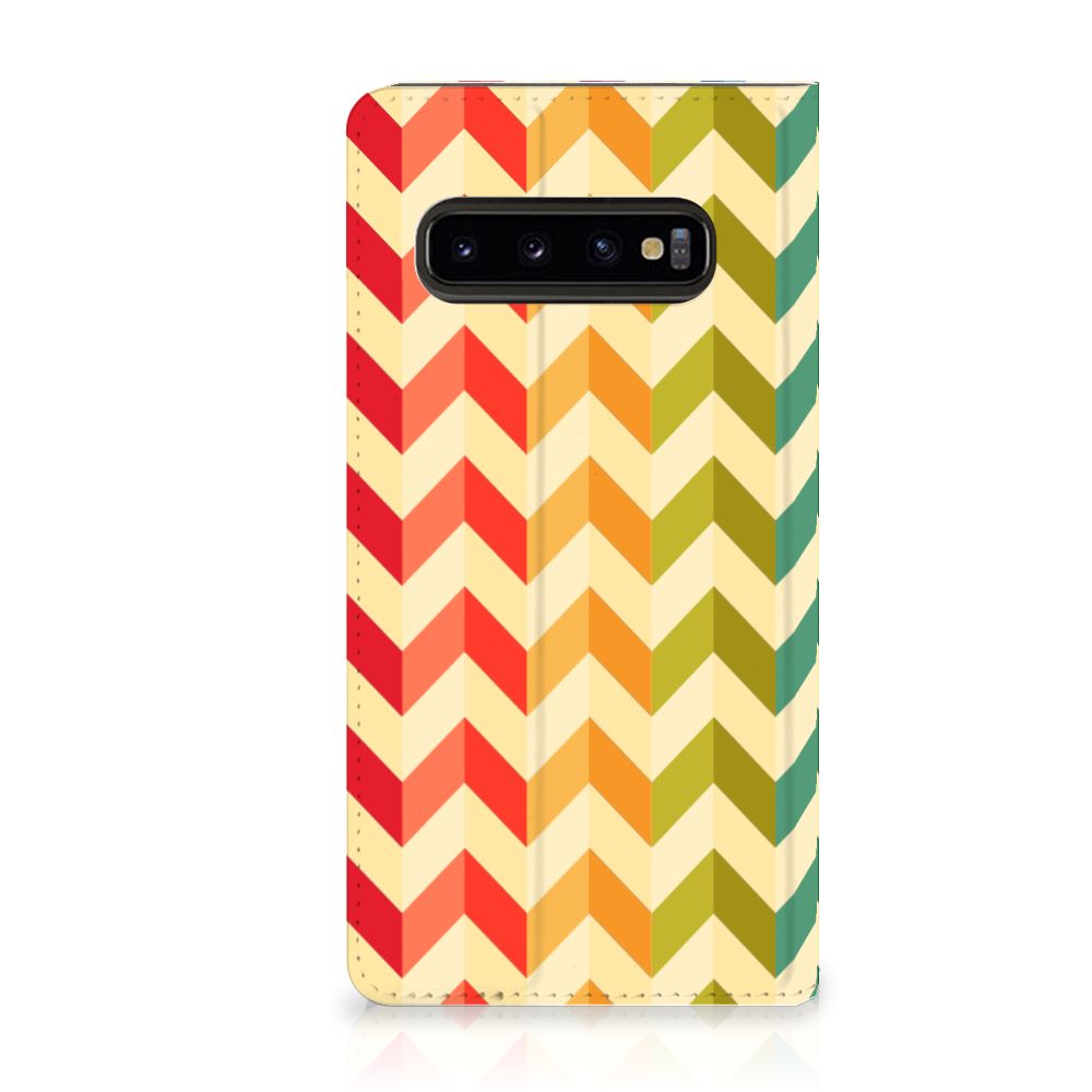 Samsung Galaxy S10 Hoesje met Magneet Zigzag Multi Color