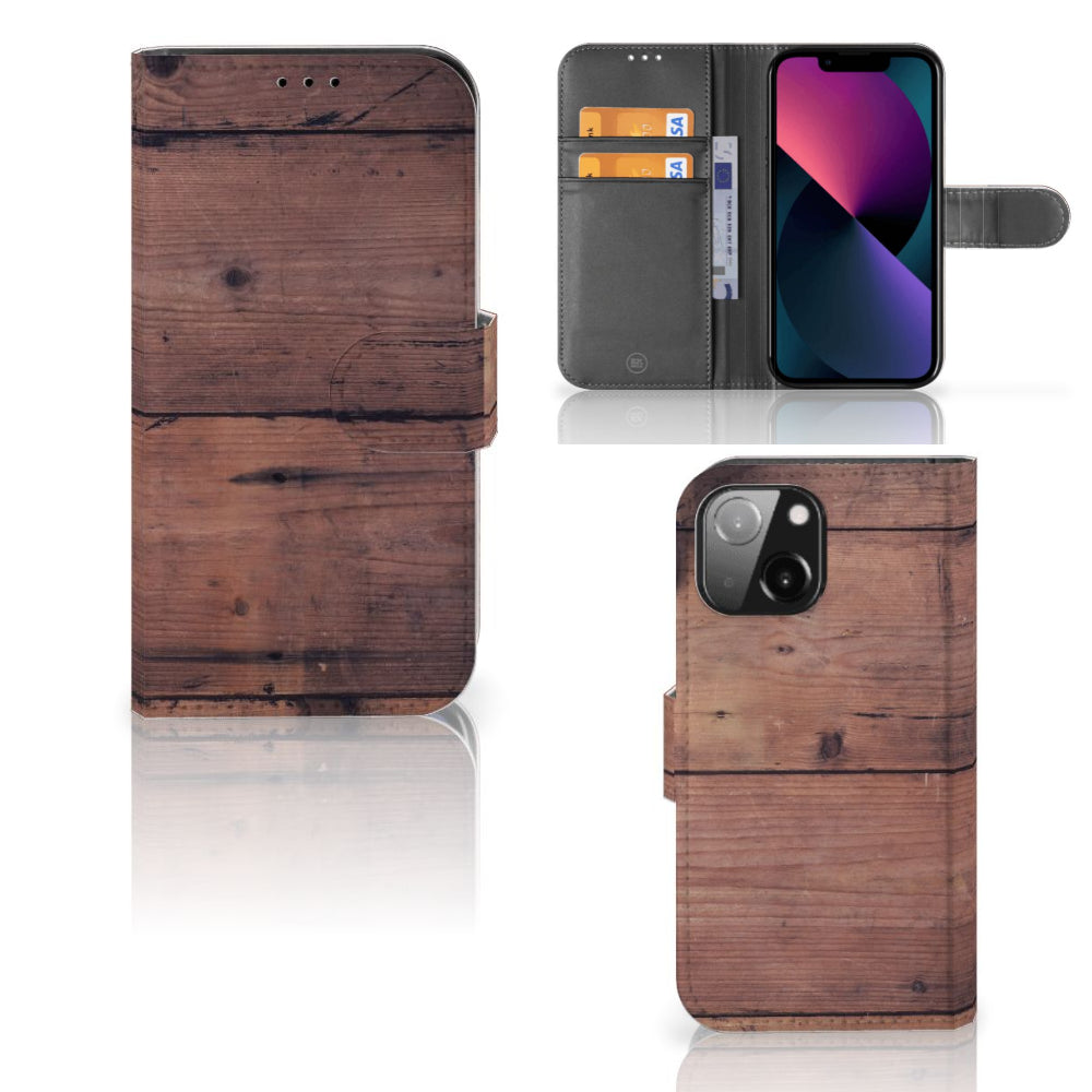 iPhone 13 Mini Book Style Case Old Wood