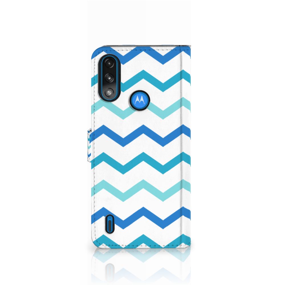 Motorola Moto E7i Power | E7 Power Telefoon Hoesje Zigzag Blauw