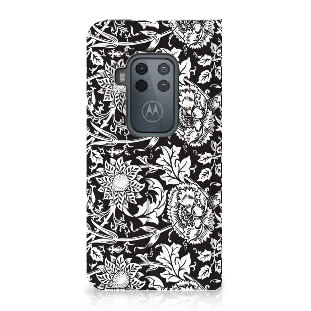 Motorola One Zoom Smart Cover Black Flowers - B2C Telecom