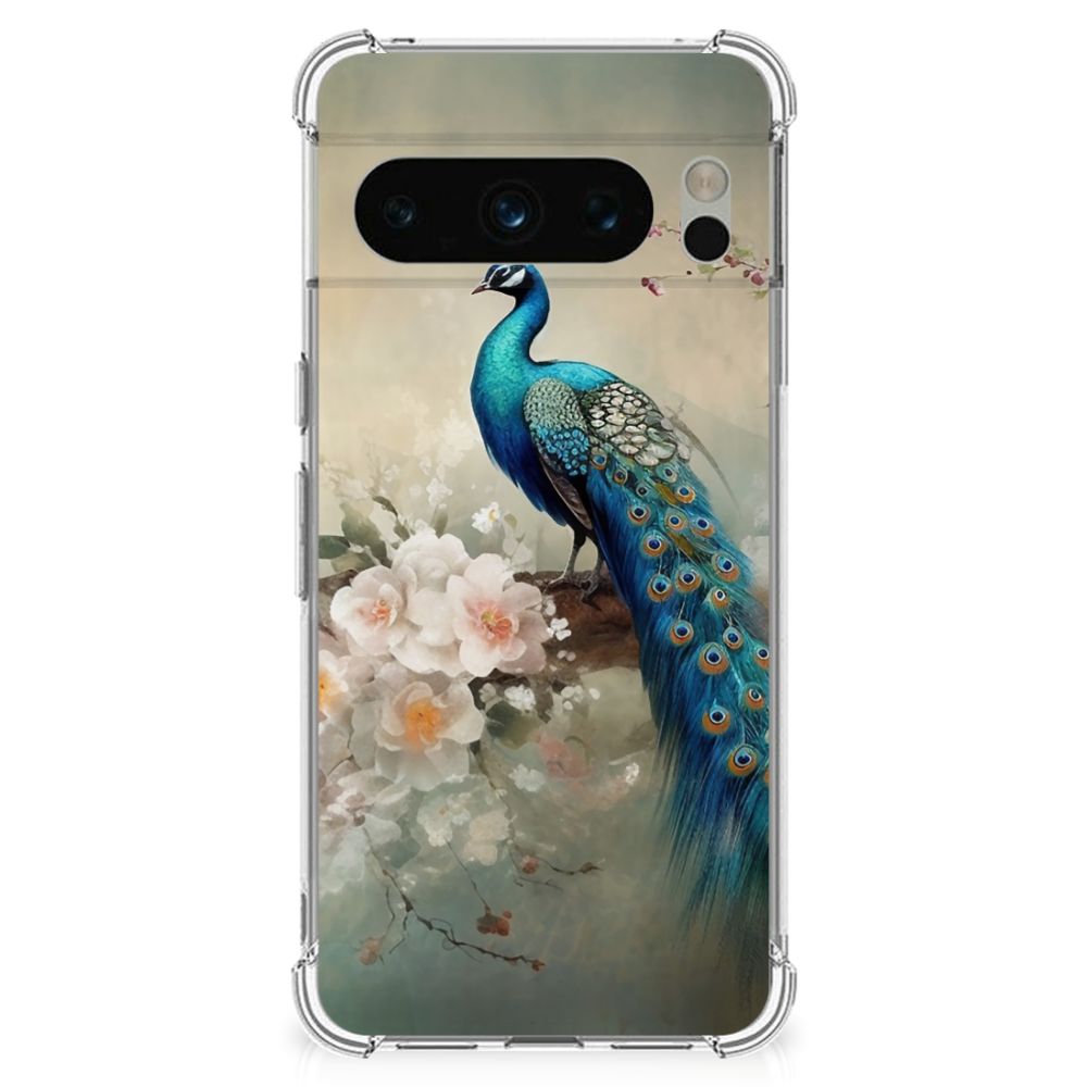 Case Anti-shock voor Google Pixel 8 Pro Vintage Pauwen