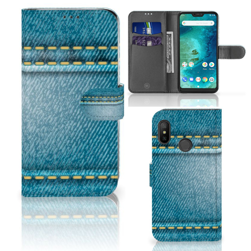 Xiaomi Mi A2 Lite Wallet Case met Pasjes Jeans