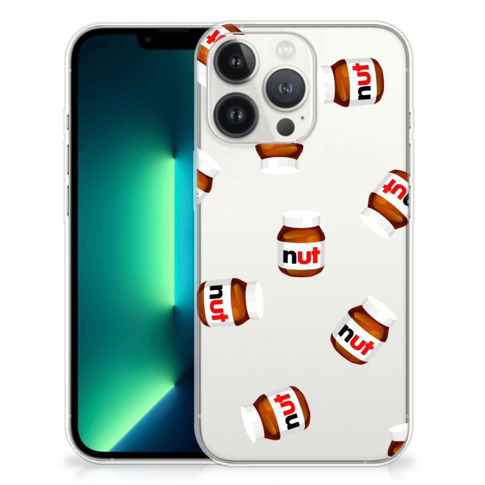 iPhone 13 Pro Max Siliconen Case Nut Jar met kleurrijk notenpotdesign en transparante randen.
