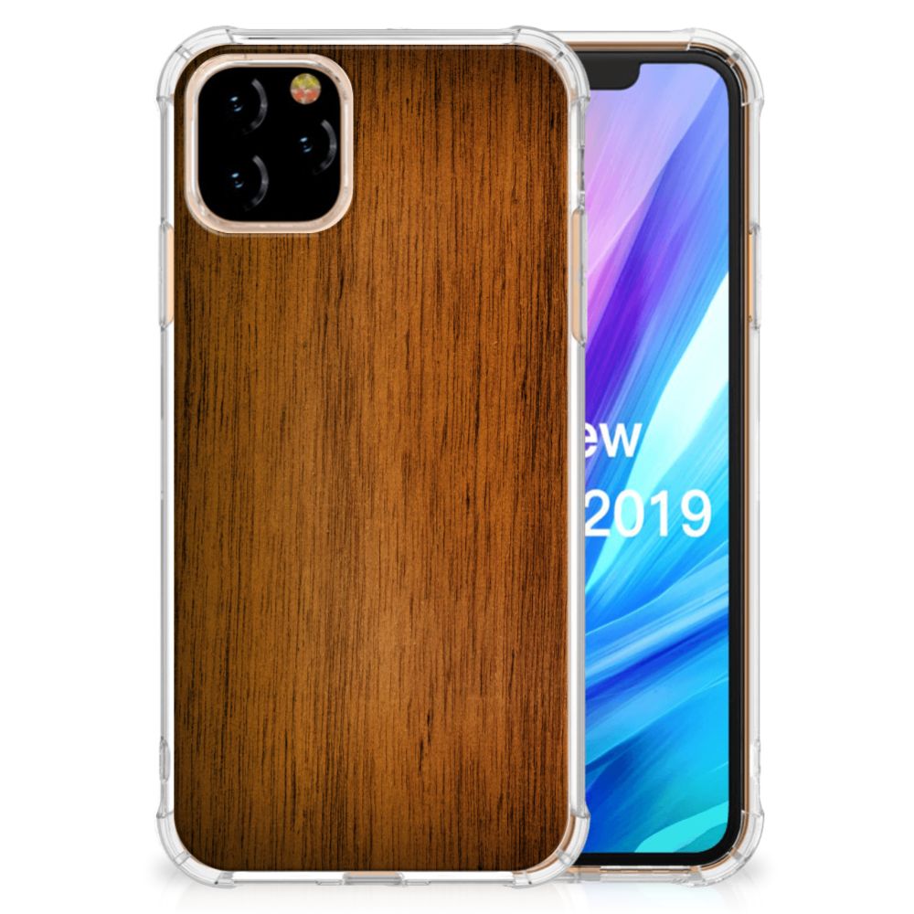 Apple iPhone 11 Pro Stevig Telefoonhoesje Donker Hout