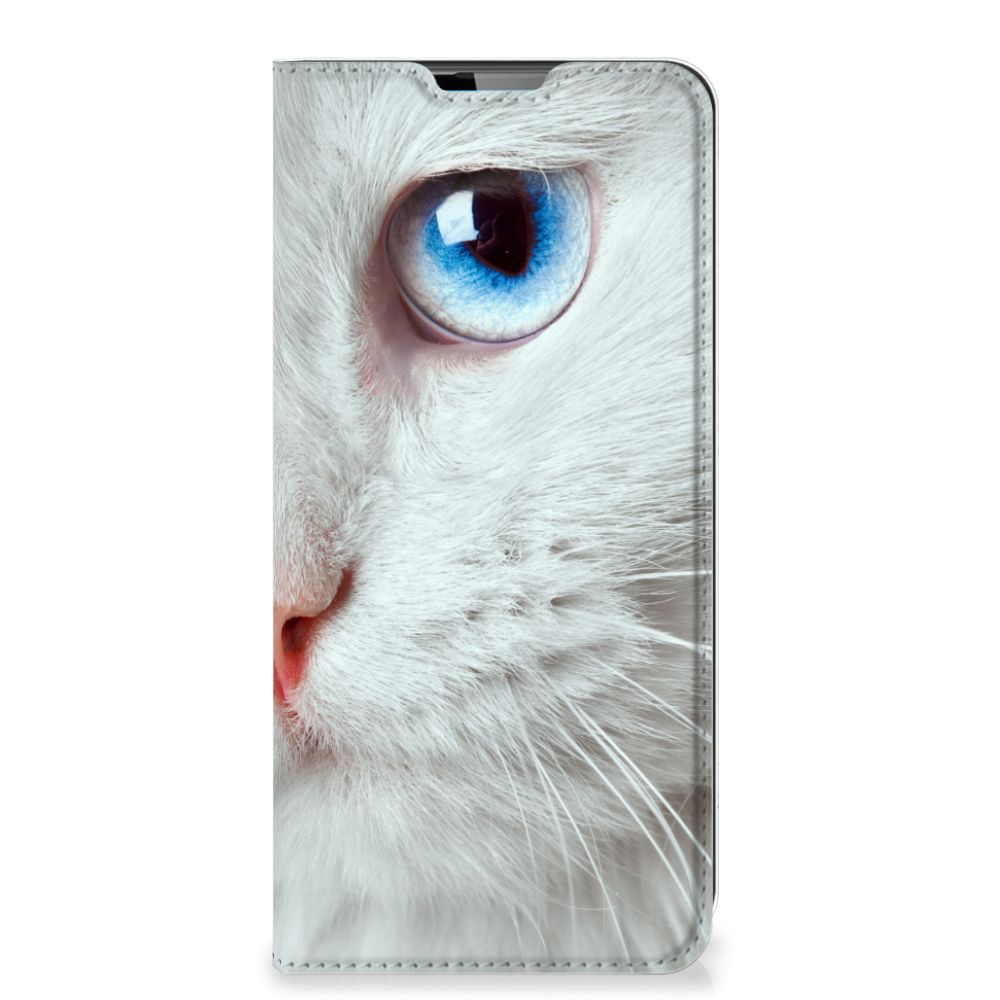 Motorola Moto G9 Plus Hoesje maken Witte Kat - B2C Telecom
