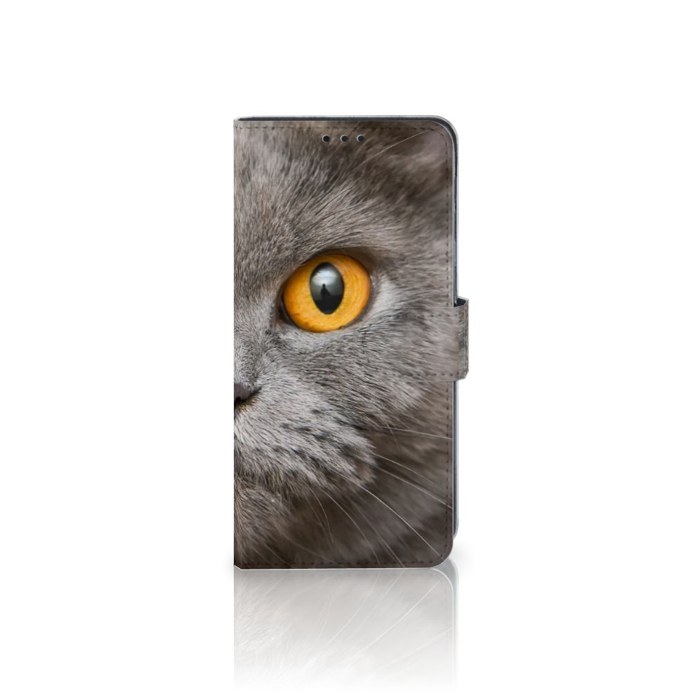 Telefoonhoesje met Pasjes Samsung Galaxy M31 Britse Korthaar met impressieve kattenafbeelding.