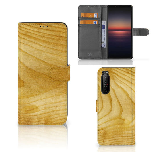 Sony Xperia 1 II Book Style Case Licht Hout