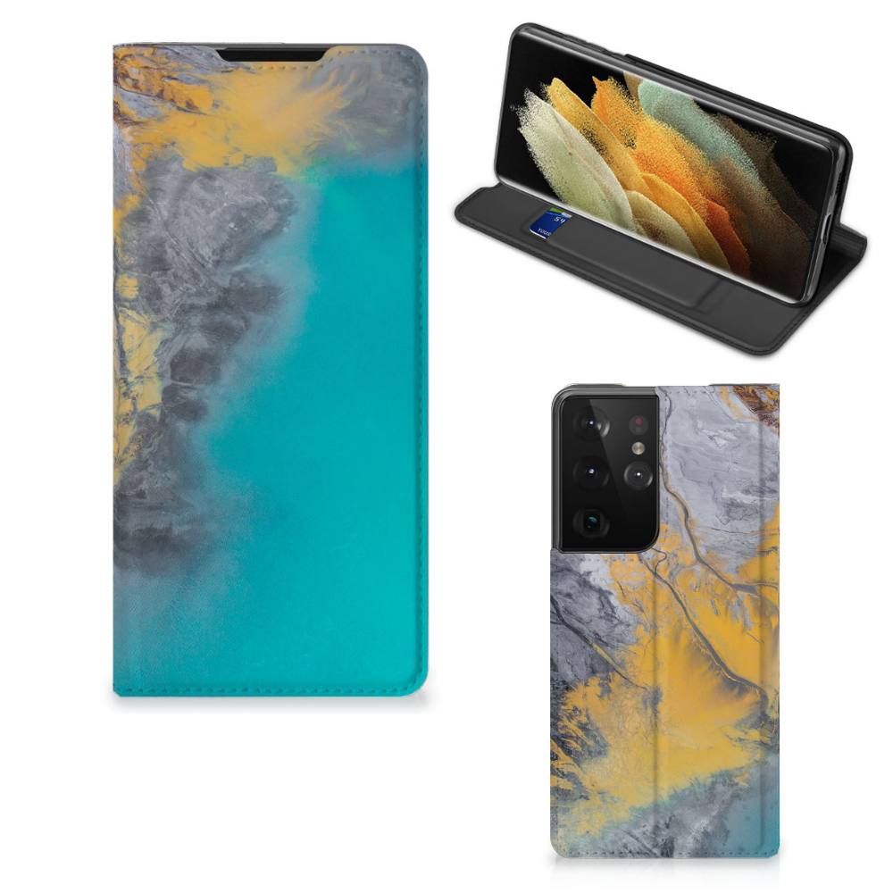 Samsung Galaxy S21 Ultra Standcase Marble Blue Gold - B2C Telecom