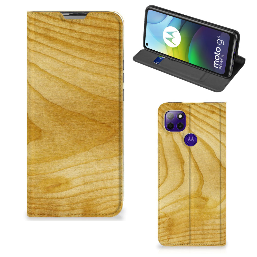 Motorola Moto G9 Power Book Wallet Case Licht Hout