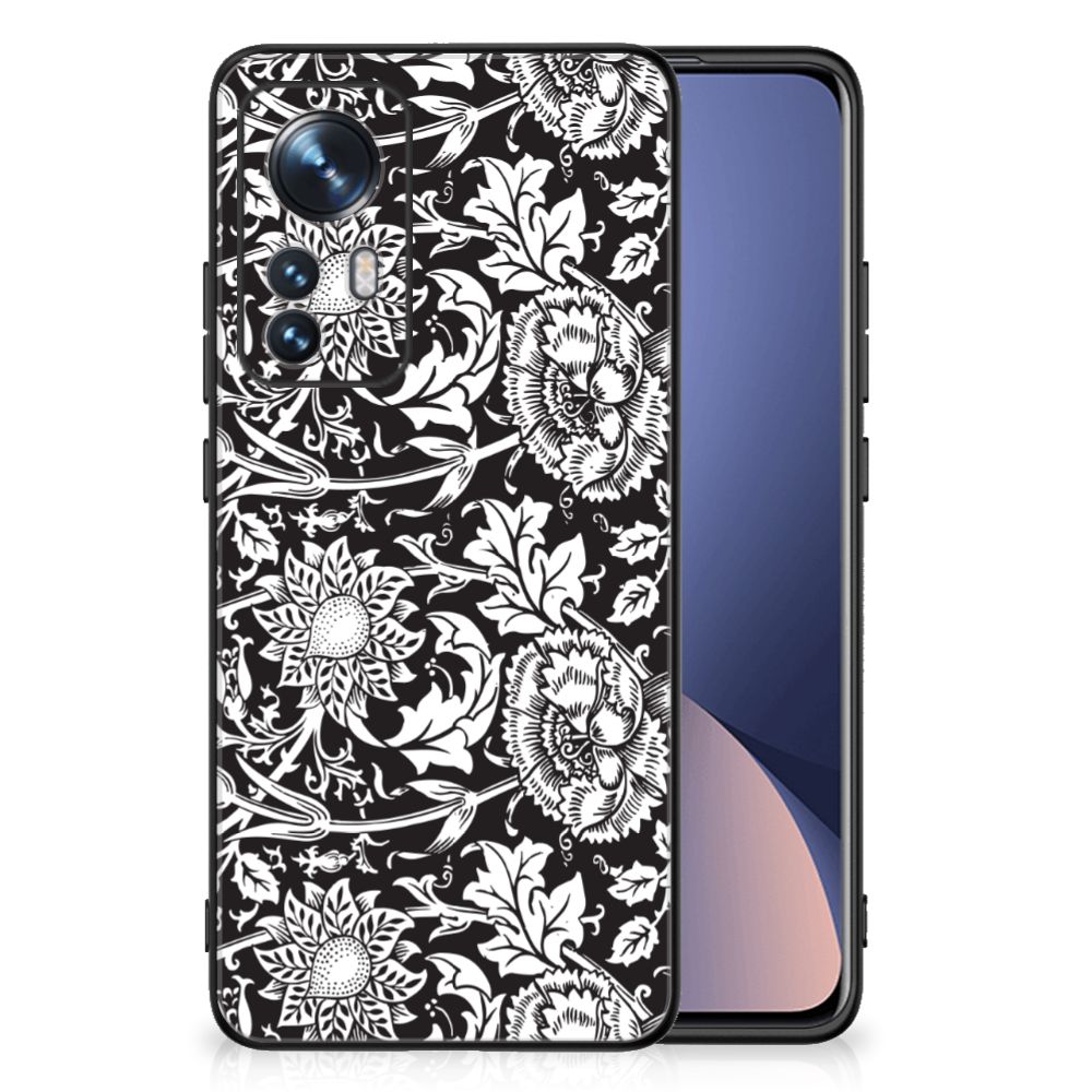 Xiaomi 12 | 12X Bloemen Hoesje Black Flowers