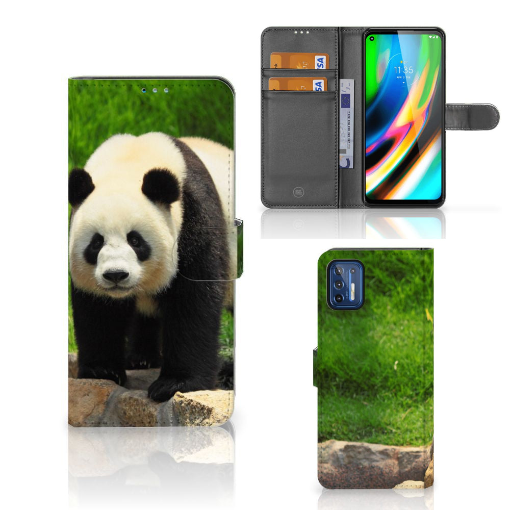 Motorola Moto G9 Plus Telefoonhoesje met Pasjes Panda