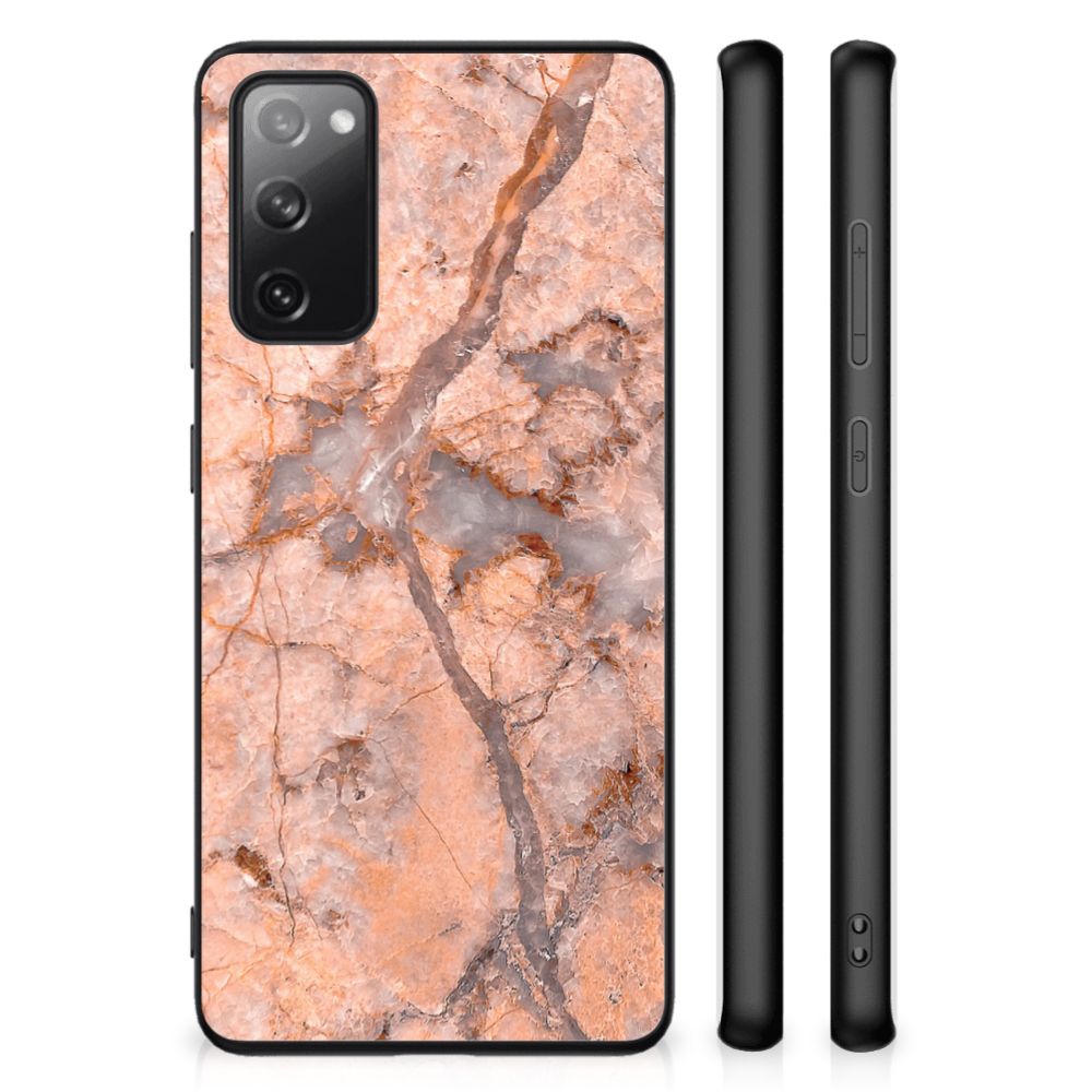 Samsung Galaxy S20 FE Marmeren Print Telefoonhoesje Marmer Oranje B2C Telecom