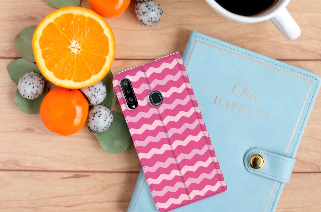 Samsung Galaxy A20s Hoesje met Magneet Waves Pink - B2C Telecom