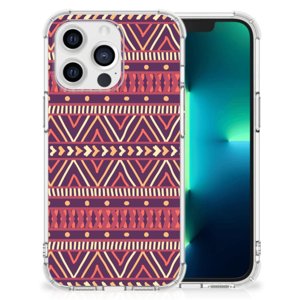Apple iPhone 13 Pro Doorzichtige Silicone Hoesje Aztec Paars B2C Telecom