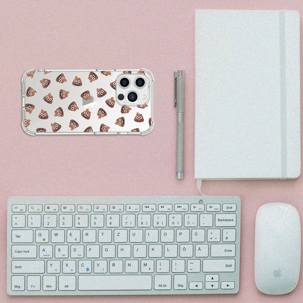 Doorzichtige Silicone Hoesje voor iPhone 13 Pro Max Poep Emojis - B2C Telecom