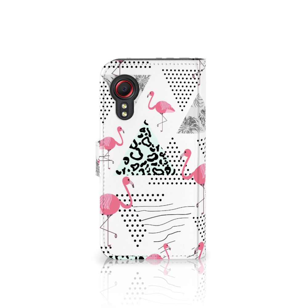 Samsung Galaxy Xcover 5 Telefoonhoesje met Pasjes Flamingo Triangle