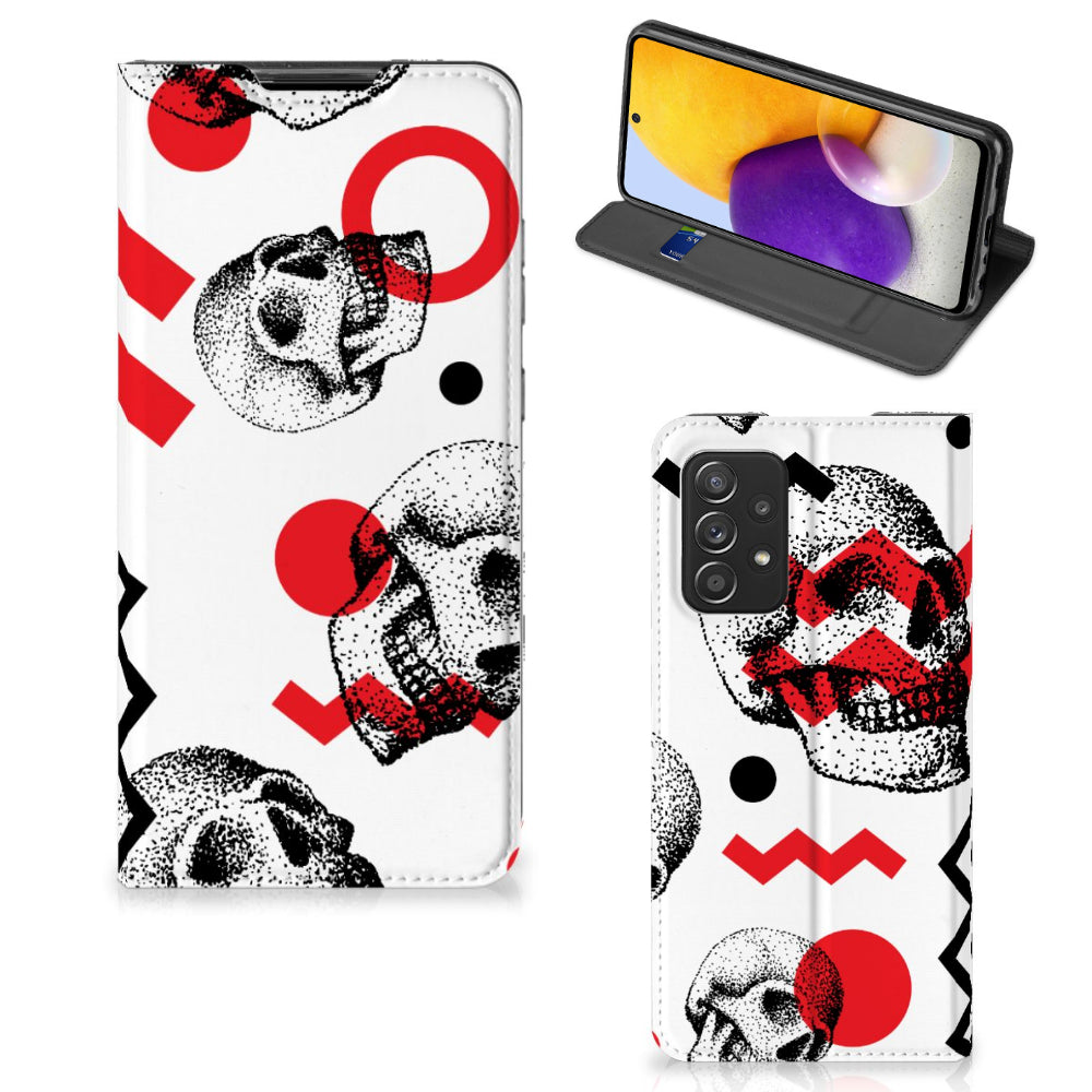 Mobiel BookCase Samsung Galaxy A72 (5G/4G) Skull Red