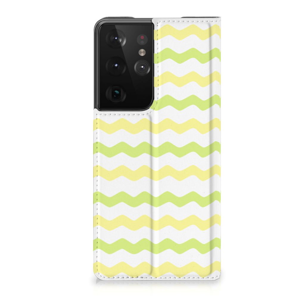 Samsung Galaxy S21 Ultra Hoesje met Magneet Waves Yellow - B2C Telecom