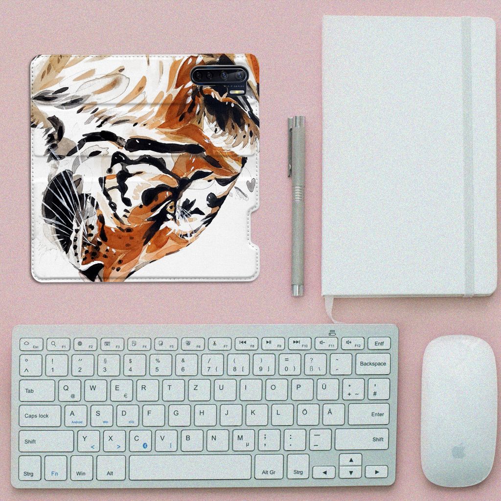 Bookcase OPPO Reno3 | A91 Watercolor Tiger - B2C Telecom